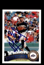 Signed Baseball Card Auto Alcides Escobar 2011 Topps #251 Milwaukee Brewers