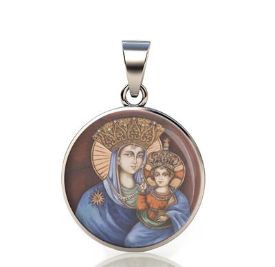 Our Lady Della Strada 925 Sterling Silver Pendant Christian Medal