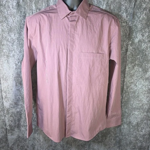 NWT Alfani Men S Small Dusty Pink Rose Covered Placket Long Sleeve Shirt Cotton - product listing photo