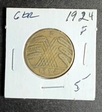 1924-F | Germany | 10 Reichspfennig | Weimar Republic | KM# 40 | XF Choice