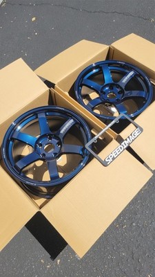 RAYS VOLK RACING TE37 SAGA S-PLUS 18X9.5 +22 5X114.3 MAG BLUE SET OF 4 WHEELS