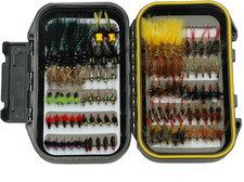 Fly Fishing Flies Assortment Kit with Fly Box, 100PCS Dry/Wet Tenkara Flies, Str