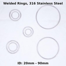 Welded metal O Rings, Spot Weld, 316 Stainless Steel Rings, 20mm-90mm