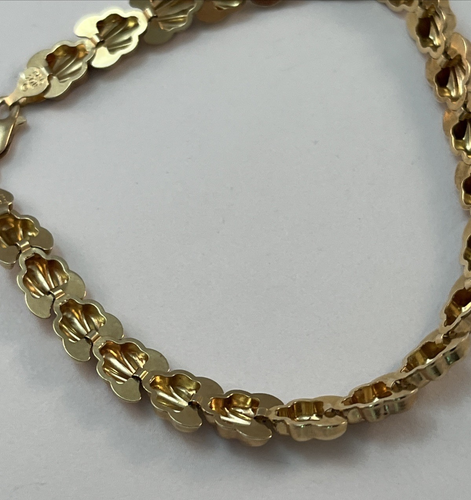 Vintage T&C 10K Yellow & Rose Gold 7 3/8" Puffy Link Bracelet 4.3 Grams - Picture 8 of 15