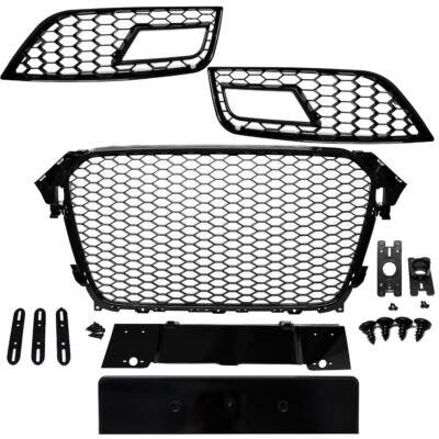Kühlergrill Wabengrill + Grill Stoßstange Schwarz passend für Audi A4 B8 11-15