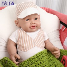 20inch Full Body Silicone Blue Eyes Mouth Open Boy Doll Lifelike Reborn Baby