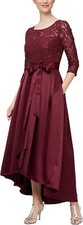 Alex Evenings Dress Gown Burgundy Satin Ballgown Dress Pocket 10 NEW NWT AE1