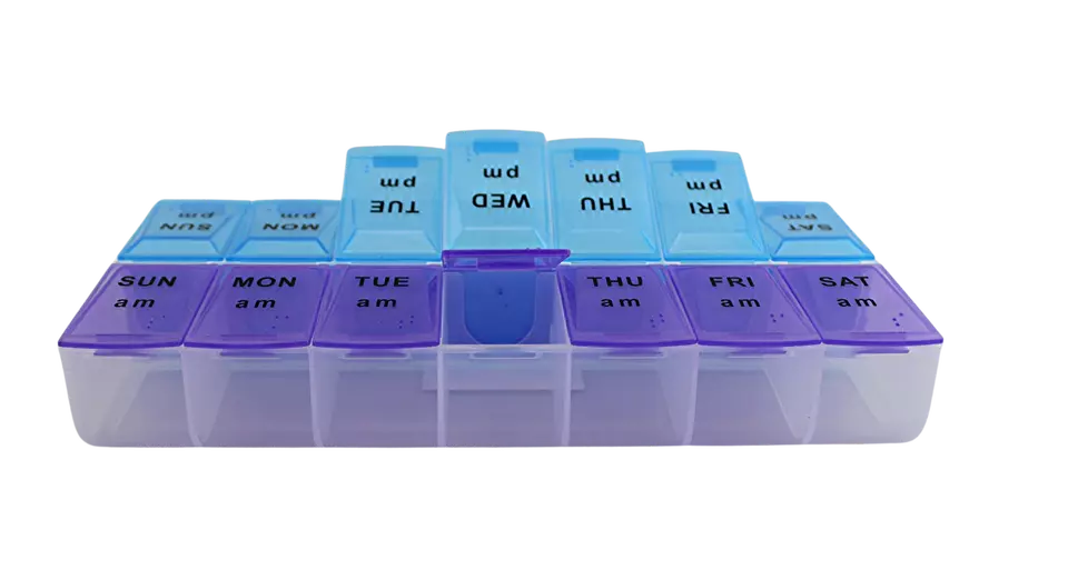 Jumbo Extra Large 9" x 4.75" Pill Organizer 7 Day 2 Times a Day Weekly Pill Box  - Image 4 of 4
