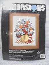 Dimensions Crewel 1380 Blue and Rust Arrangement Floral