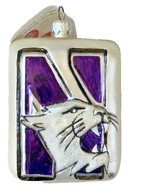 Northwestern University Wildcats Glasscots Glass ornament Retired Vintage NWT
