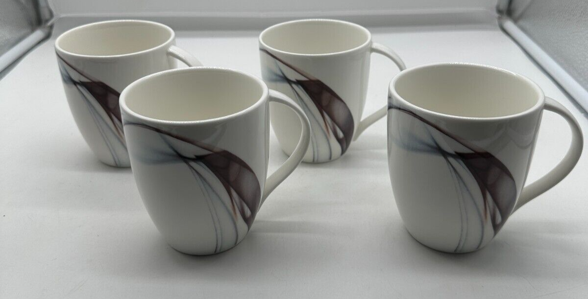 Mikasa Kya Smoke Porcelain Dinnerware SET OF 4 MUGS ONLY (CUPS), Great Shape!!