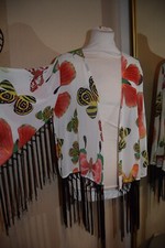 Cherry Koko Butterfly Fringed Chiffon Kaftan 12 14 Sheer Chiffon Cover Up Jacket