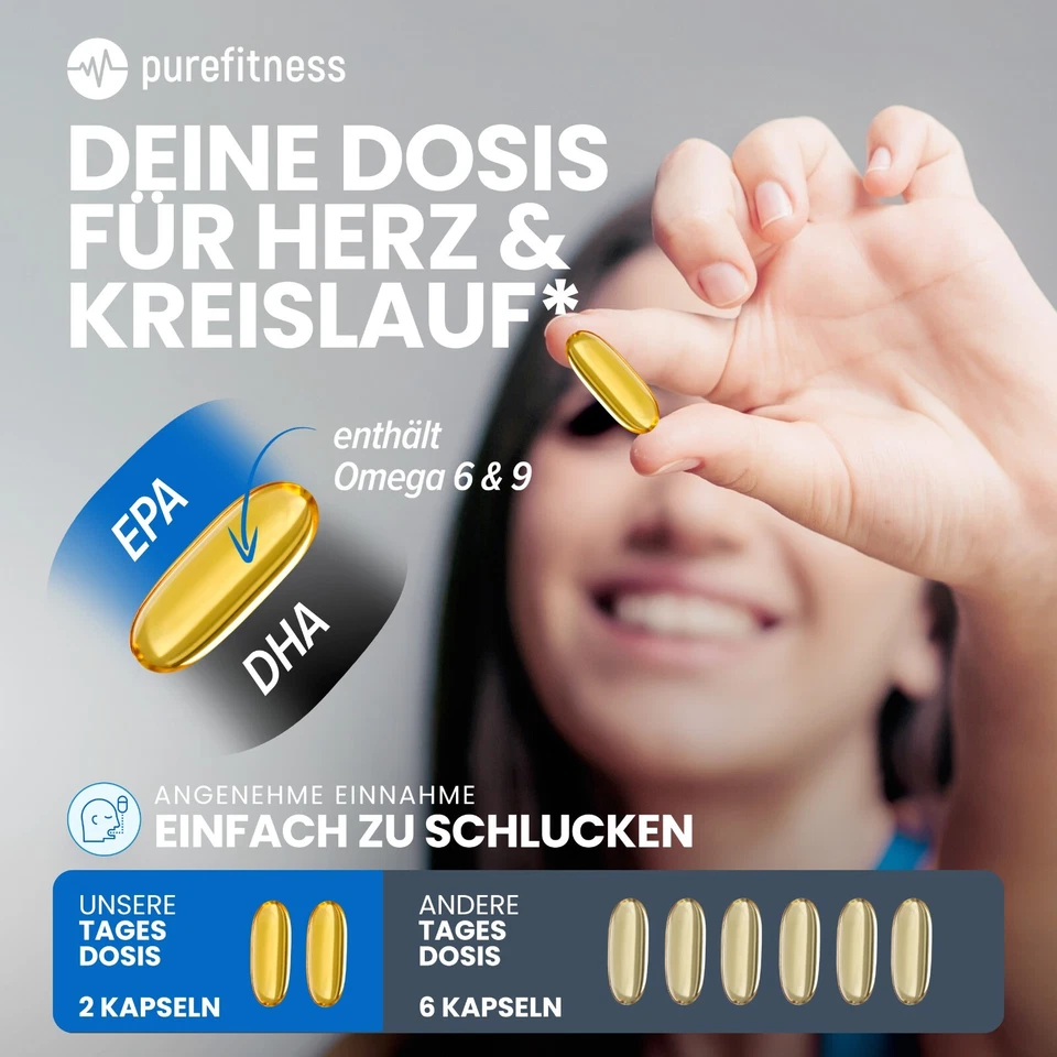 Omega 3  Plus 2000mg 1000mg EPA & 500mg DHA à Tagesdosis 120 Kapseln - Bild 4 von 4