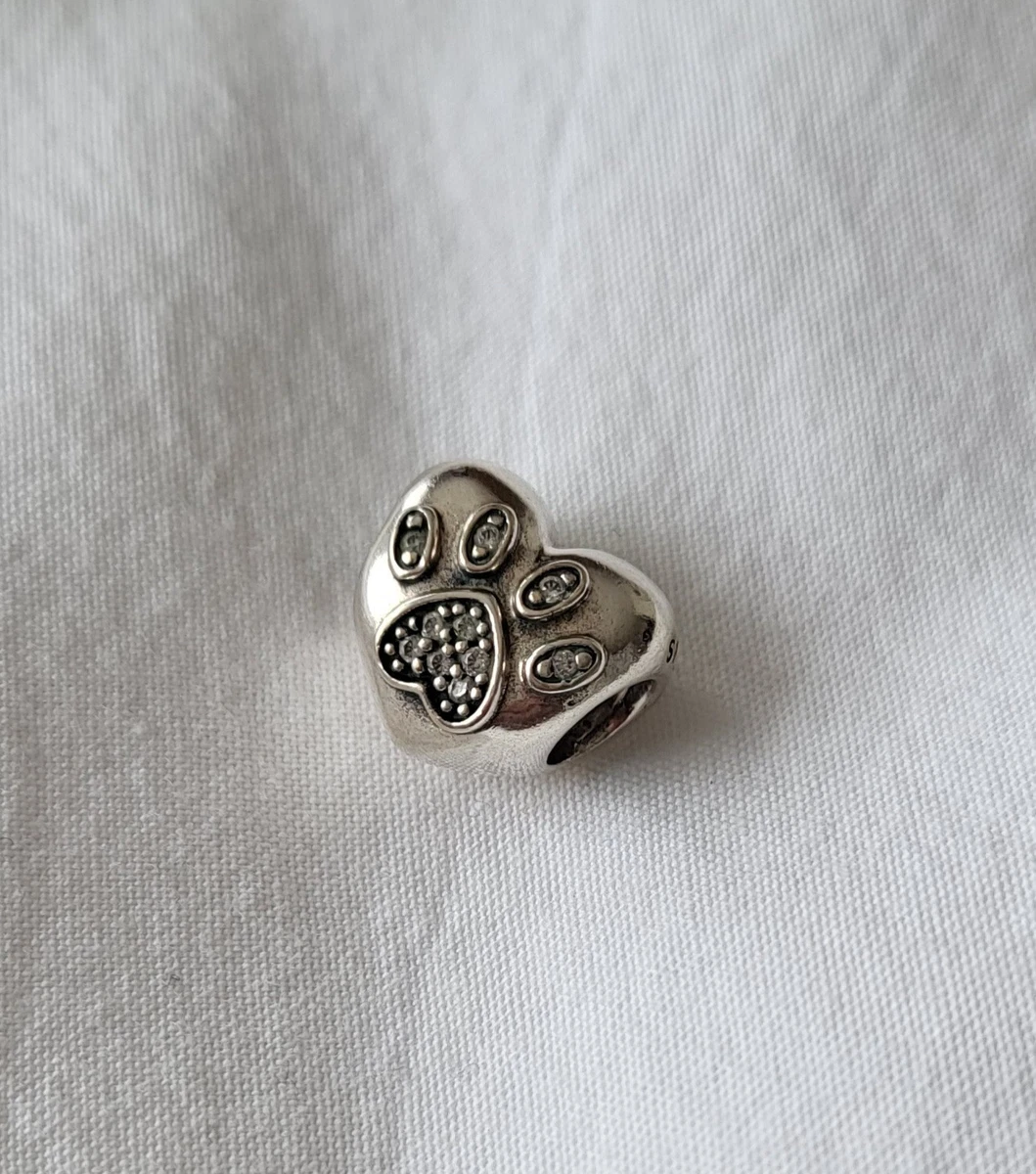 Genuine PANDORA I Love My Pet Pav Dog Cat Paw Print Heart Charm 791713CZ ALE