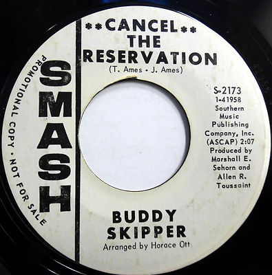 BUDDY SKIPPER 45 Cancel The Reservation / Restless.. SMASH promo R&B SOUL c1865
