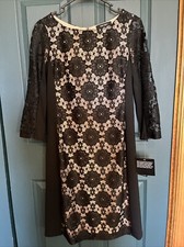 Women’s NINE WEST dress Size 4 NWT FLORAL LACE ACCENT BLACK FORMAL BUSINESS