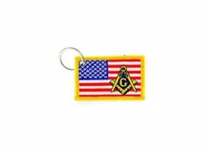 Keychain keyring embroidered embroidery patch double sided flag masonic usa