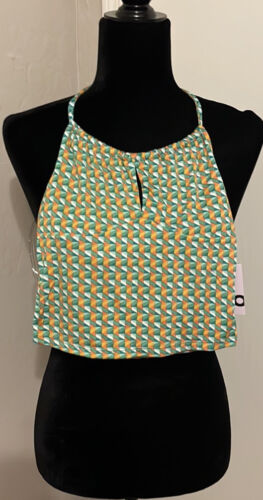 Cropped Halter Top Stretch 12” P2P 12” Long Jr XS Neck Tie Elastic Back Orig $28 - Picture 1 of 6