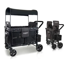 Quad Stroller Wagon: 4 High Face-to-Face Seats, UV-Protection Canopy