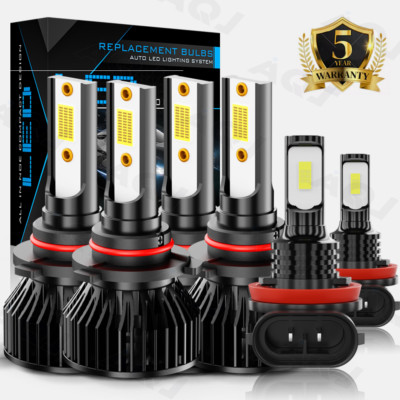For Mitsubishi Lancer 2008-2017 6x 6000K LED Headlight Hi/Lo+Fog Light Bulbs Kit