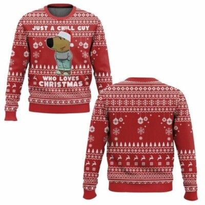 BG 2 I m Just a Chill Guy Meme who loves Christmas Ugly Sweater