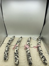 Vintage Black And White Fabric Covered Clothes Hangers Set of 4