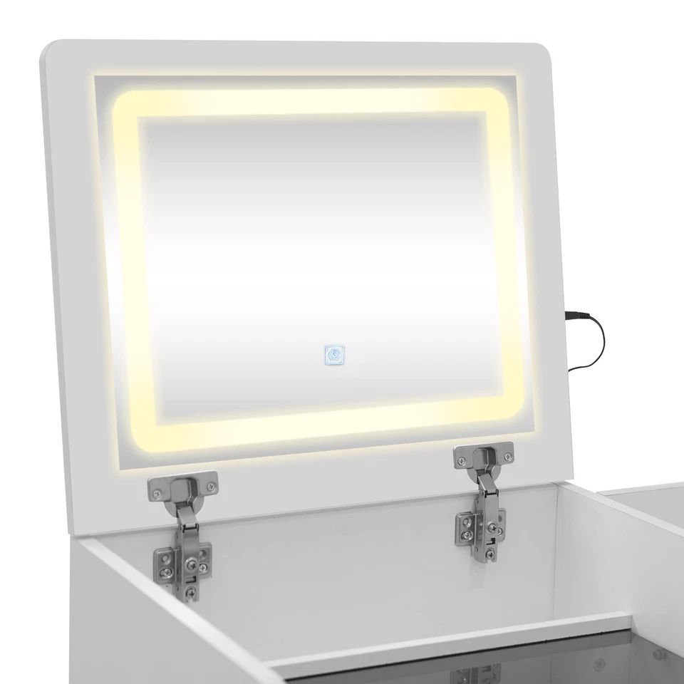 Tocador de escritorio tocador escritorio con espejo abatible tocador de maquillaje compacto con 3 cajones Foto 4 de 4