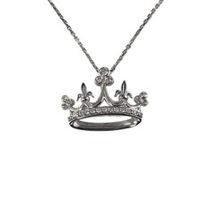 14 Karat White Gold and Diamond Crown Pendant...