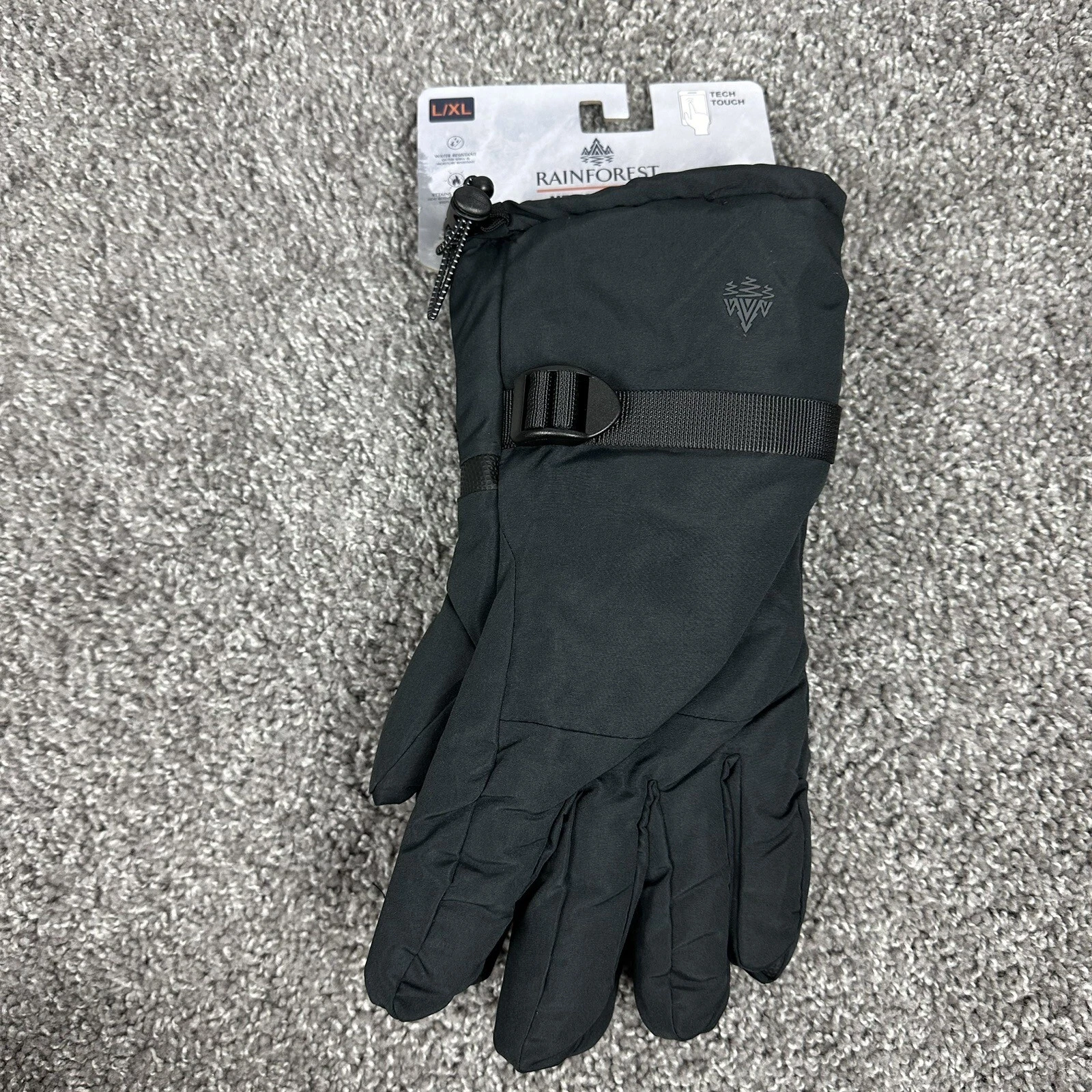 Rainforest Arctic Men Fleece Lined Winter Games Ski Gloves Tech Touch Black L/XL