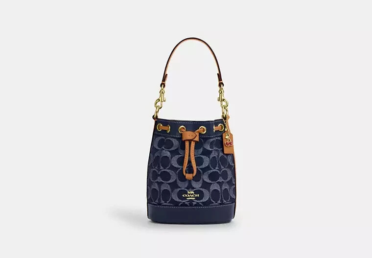 COACH Mini Bucket Bag Signature Denim Denim/Natural CY740