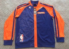 NEW YORK KNICKS ADIDAS Basketball Zip Up Track Jacket Sz L NBA Orange Blue-RARE