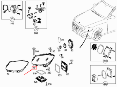 MERCEDES C Class W205 LED DRL Left Headlight 2014 to 2018  