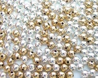 50 Round Smooth Silver and Gold Plated Metal Beads Mix 5MM