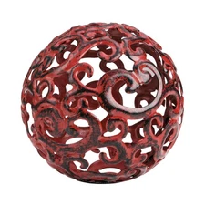Everydecor Metal Decorative Sphere for Home Decor-Fancy Red, Hand Painted,