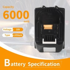 For Makita 18V6Ah Li-ion Battery Replacement BL1860B BL1850 BL1830 Cordless Tool