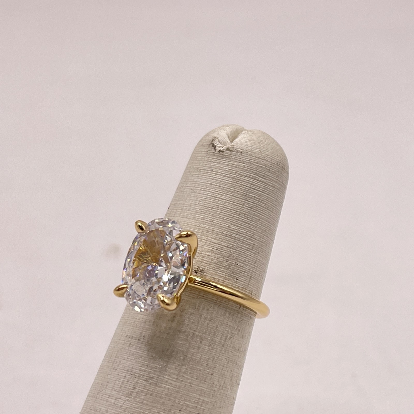 C & C Luxury Co The Serena Oval Cut Solitaire CZ Gold Plate 925 Silver Ring Sz 6