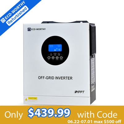 ECO-WORTHY 5KW Solar Hybrid Inverter 48V DC-120V/220V AC Split Phase Off-Grid