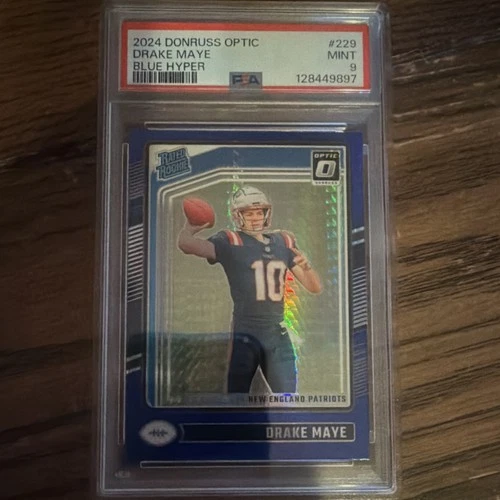 Panini Donruss Optic Rated Rookie Drake Maye #229 Blue Hyper PSA 9 Patriots