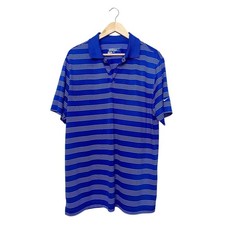 Nike Golf Tour Performance Dri-FIT Polo Shirt Mens L Blue Striped Short Sleeve