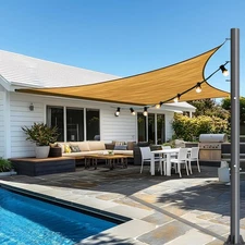 12ft Sun Shade Sail Pole 1 Pack - Outdoor Sunshade Sail Post with Carabiner S...