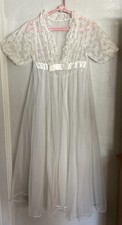 Vintage Bridal Peignoir Robe Sheer White Lace Romantic Lingerie Cottagecore 1950