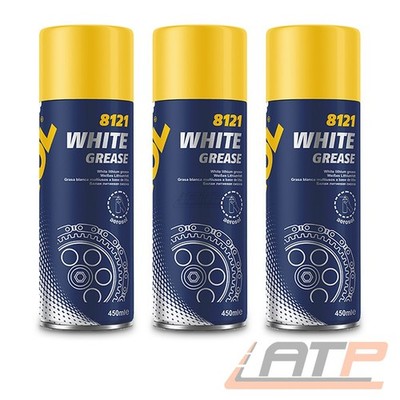 MANNOL 3x 450 ml WHITE GREASE SCHMIERFETT WEIßES LITHIUMSEIFE FETTSPRAY 