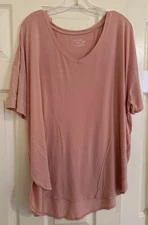 Women’s Time And Tru SZ XXL 20 V-Neck Pink T-Shirt Short Sleeve Rayon Blend