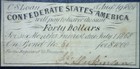 1861 CONFEDERATE Civil War Era $40 Interest Note Frm a $1,000 Bond   NR — photo 1