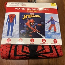 Boys Climate Right by Cuddl Duds Spider-Man Warm Underwear Set Size M 8/10