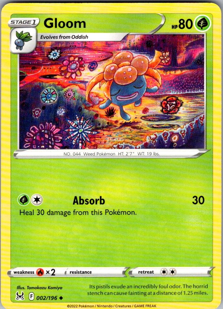 Gloom Lost Origin 002/196 Uncommon Pokemon Near Mint