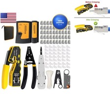 LEATBUY Crimper Set CAT5/CAT6 Crimp Tool Kit for RJ45/RJ11/RJ12 - Dark Grey