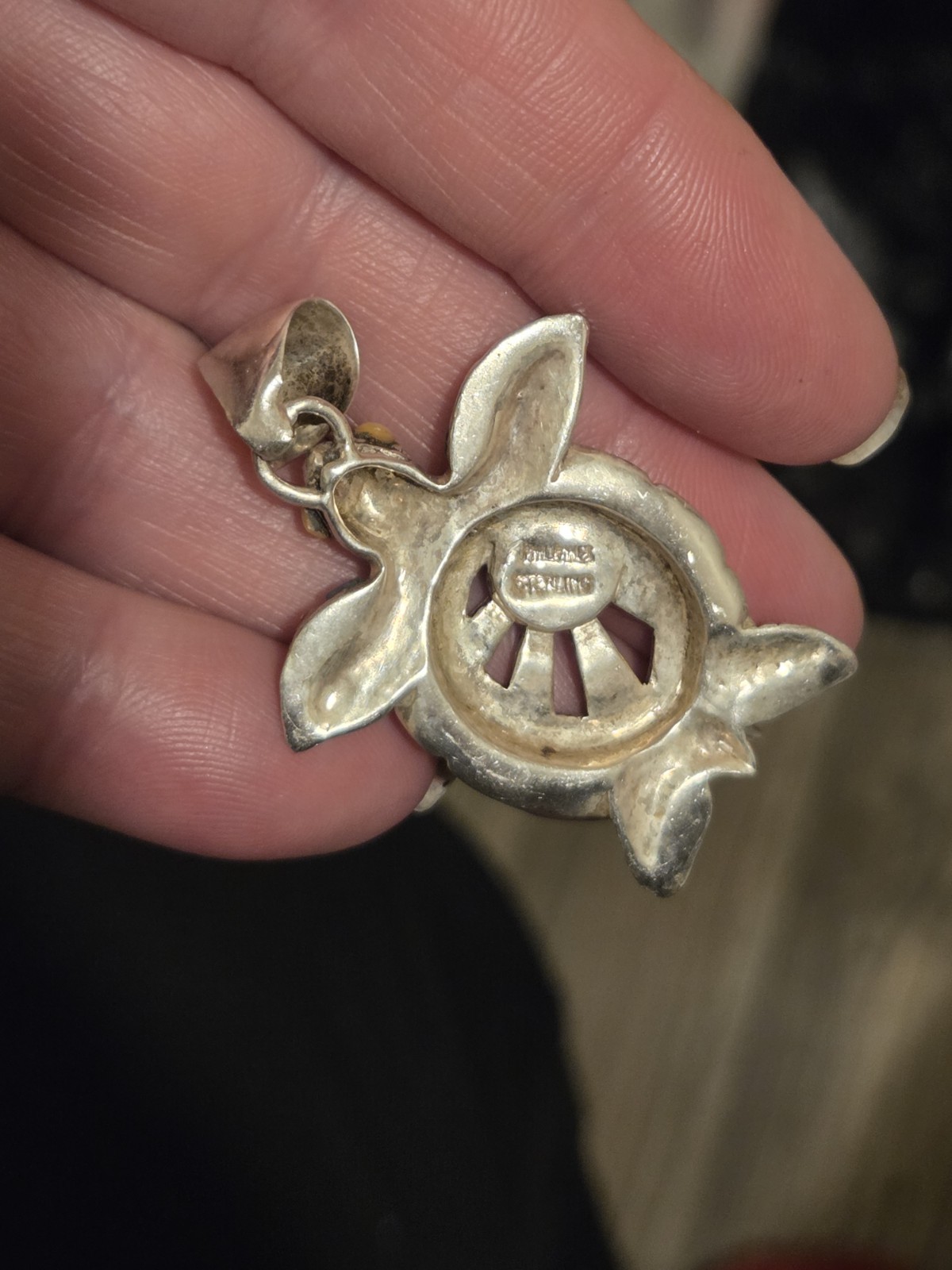 Sterling Silver Multi Gemstone TURTLE Pendant - image 8