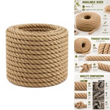 Natural Jute Rope 1/2 Inch x 100 Feet YUZENET Hemp Twine DIY Crafts Gardening