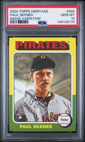 2024 Topps Heritage PAUL SKENES RC Rookie Image Variation PSA 10 Gem Mint